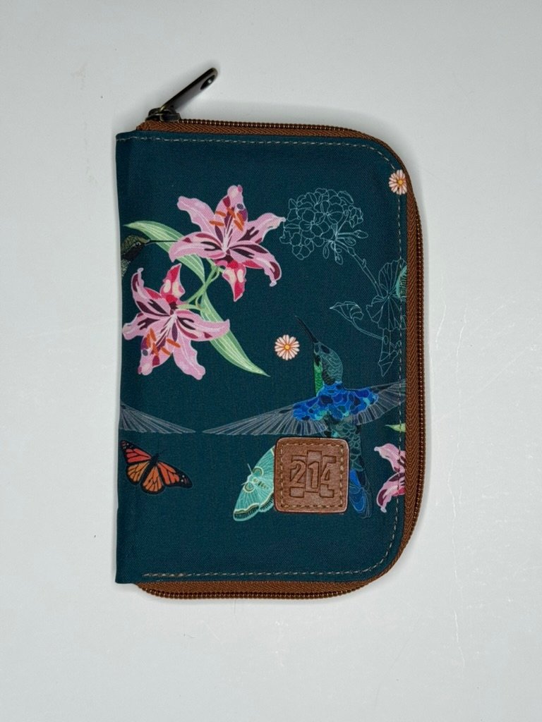Billetera portapasaporte colibríes